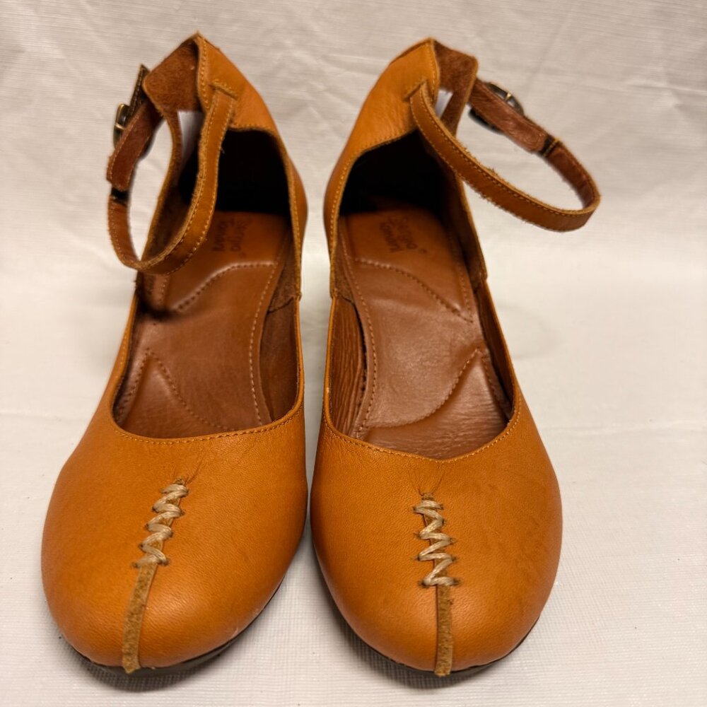 Women's Tan Ankle-Strap Heels